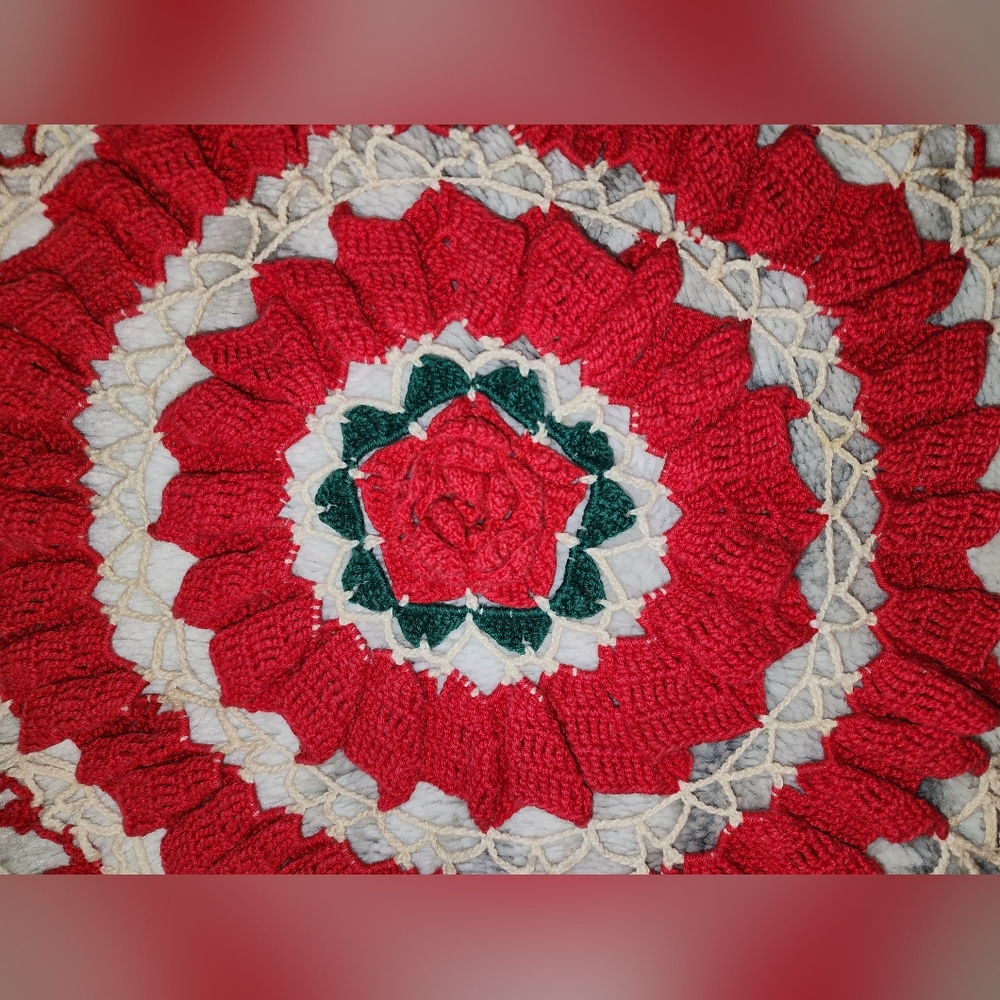 29 Inch Crochet or Knitted Rose Doilie